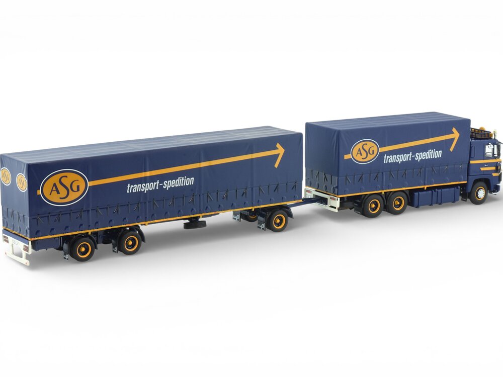 Tekno Tekno Scania 141 riged truck wit 2-axle Swedish (resin) trailer - Packed in luxury ASG giftbox ASG - SIGURDSSON