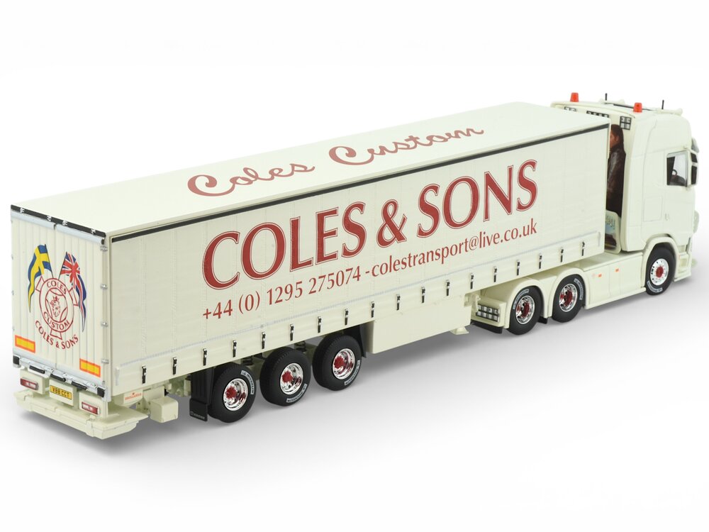 Tekno Tekno Scania Next Gen S-serie Highline with 3-axle curtainside trailer COLES & SONS "GREASE"