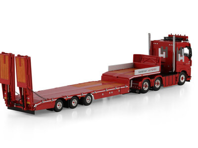 WSI WSI Volvo FH Aero Sleeper Cab 6x2 with 3-axle semi low loader with ramps HARDEMAN VAN HARTEN