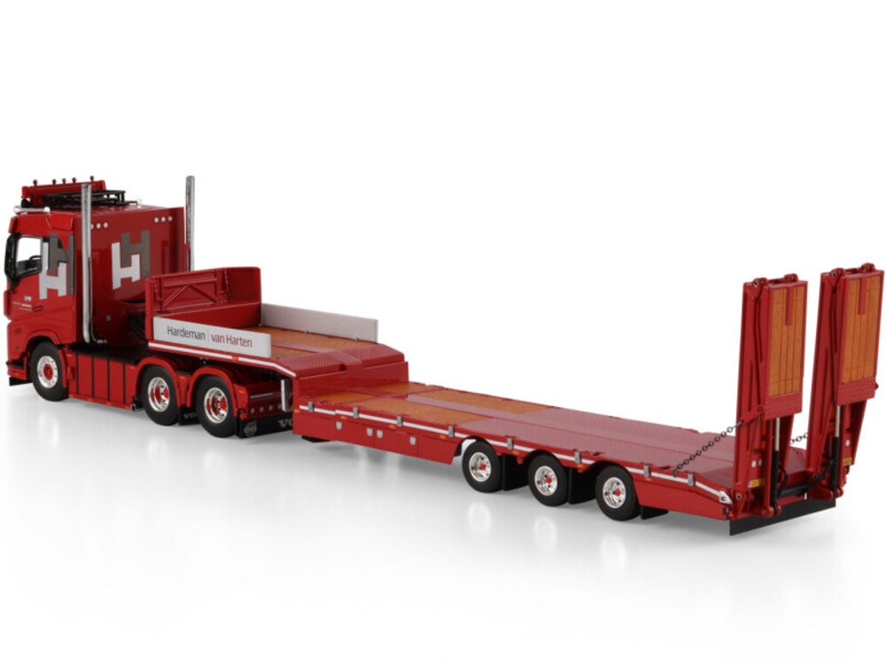 WSI WSI Volvo FH Aero Sleeper Cab 6x2 with 3-axle semi low loader with ramps HARDEMAN VAN HARTEN