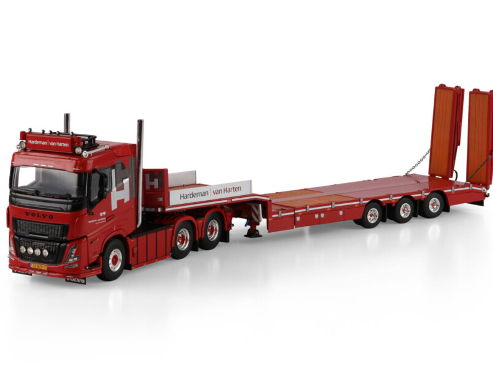 WSI WSI Volvo FH Aero Sleeper Cab 6x2 with 3-axle semi low loader with ramps HARDEMAN VAN HARTEN