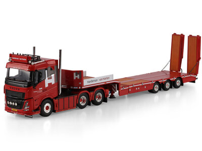WSI WSI Volvo FH Aero Sleeper Cab 6x2 with 3-axle semi low loader with ramps HARDEMAN VAN HARTEN