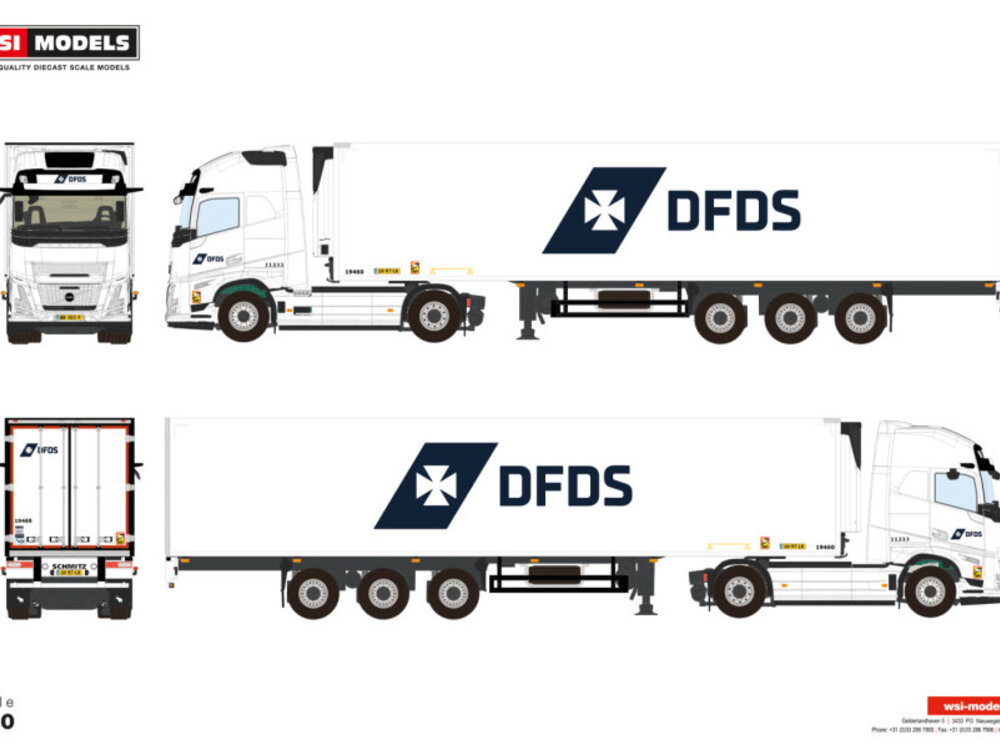 WSI WSI Volvo FH Aero Globetrotter XL 4x2 met 3-assige koeloplegger DFDS