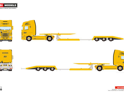 WSI WSI Scania R Highline 4x2 + 3-axle trucktransporter REVI