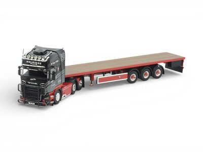 Tekno Tekno Scania R-serie Topline 6x2 met 3-assige vlakke trailer HOLRIDGE