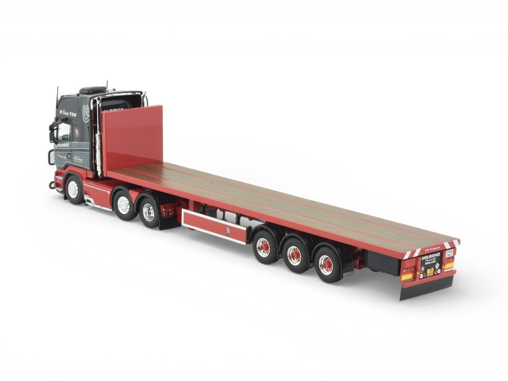 Tekno Tekno Scania R-serie Topline 6x2 met 3-assige vlakke trailer HOLRIDGE