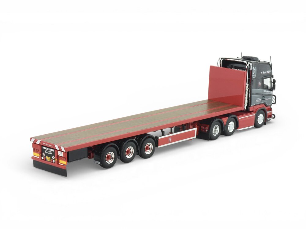 Tekno Tekno Scania R-serie Topline 6x2 with 3-axle flatbed trailer HOLRIDGE