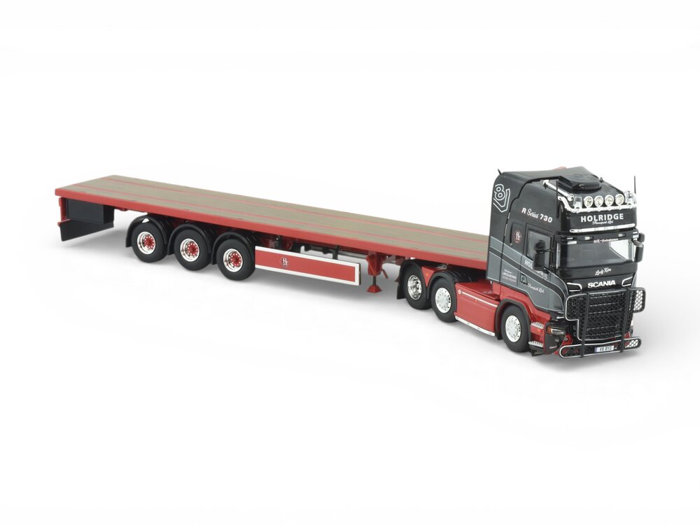 Tekno Tekno Scania R-serie Topline 6x2 with 3-axle flatbed trailer HOLRIDGE