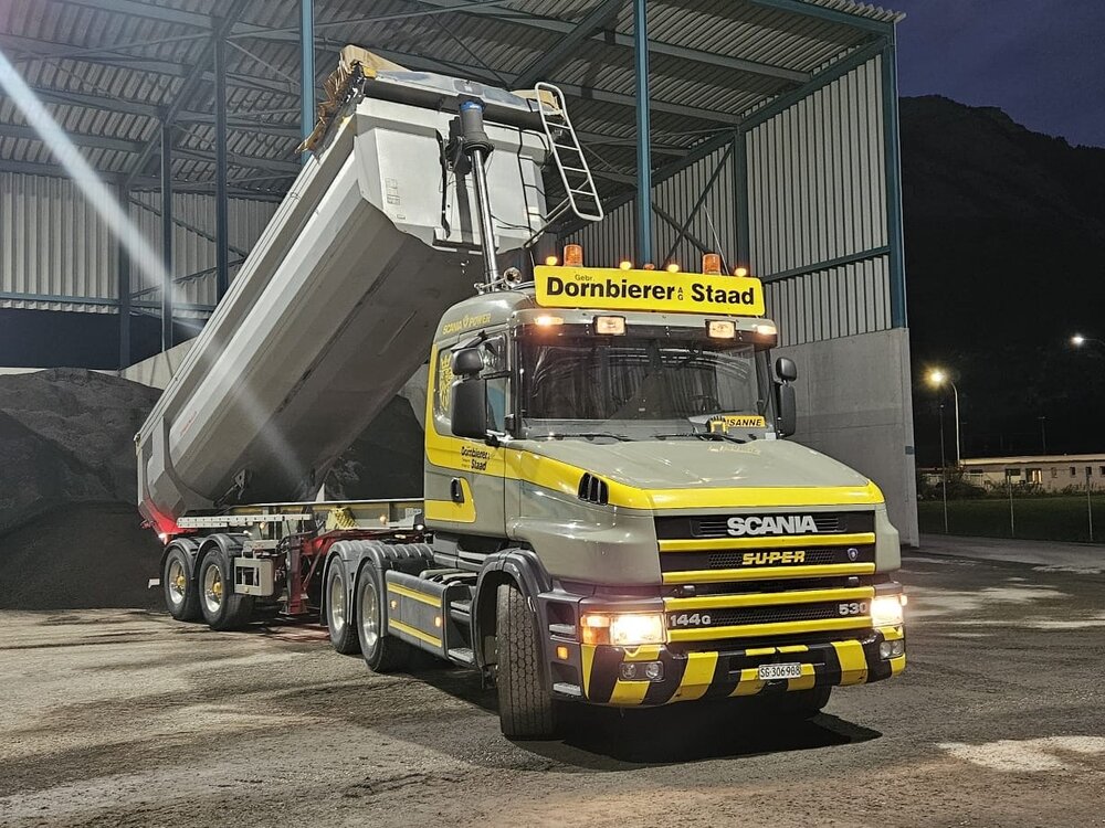 Tekno Tekno Scania 144G 6x2 met 2-as Meiller kipper oplegger DORNBIERER