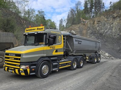Tekno Tekno Scania 144G 6x2 met 2-as Meiller kipper oplegger DORNBIERER