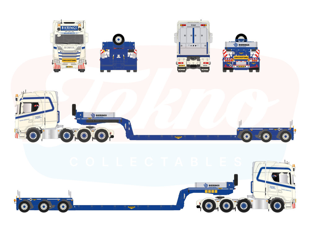 Tekno Tekno Scania NGS Highline 8x4 met 3-as Broshuis dieplader TWAN BIERINGS