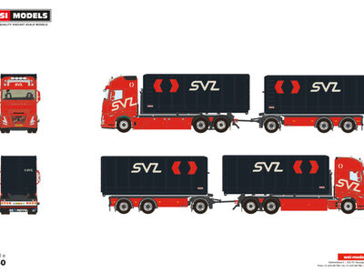 WSI WSI Volvo FH Aero Globetrotter XL 6x2 with 6-axle container combi trailer with hooklift system SVZ