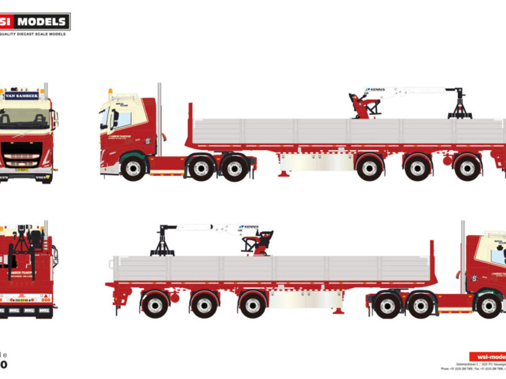 WSI WSI Volvo FH5 sleeper cab  6x2 with 3-axle brick trailer SAMBEEK