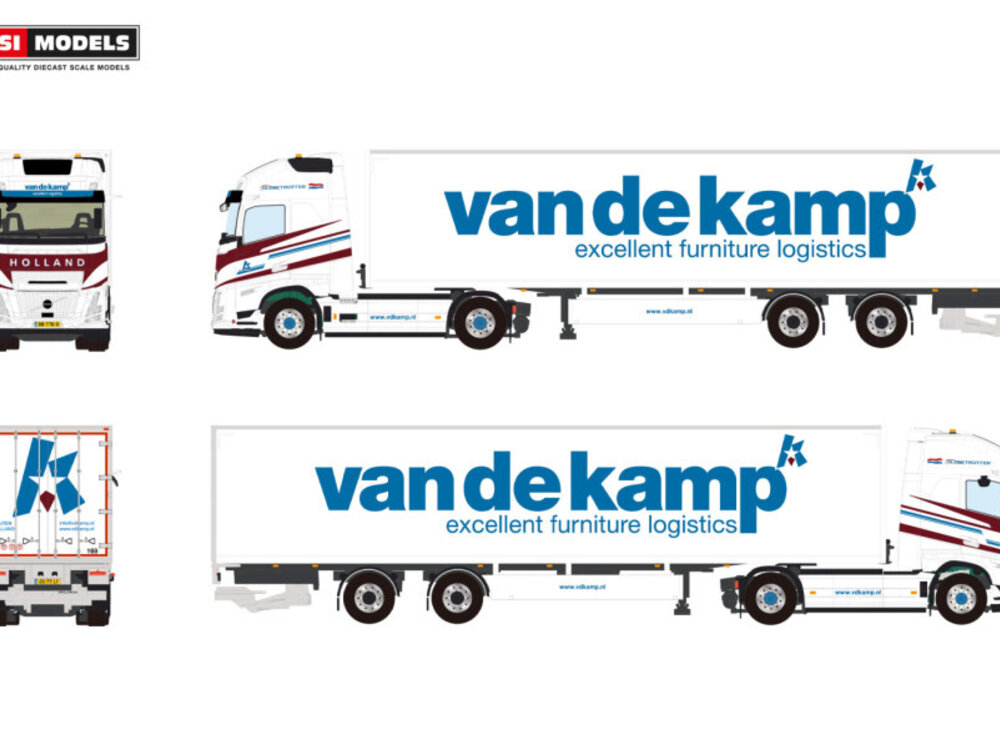 WSI WSI Volvo FH Aero Globetrotter XL 4x2 with 2-axle tridec box trailer VAN DE KAMP