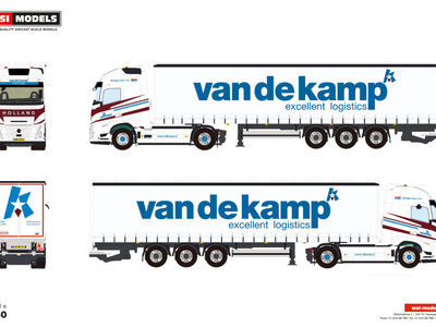 WSI WSI Volvo FH Aero Globetrotter XL 4x2 met 3-assige schuifzeilen oplegger VAN DE KAMP