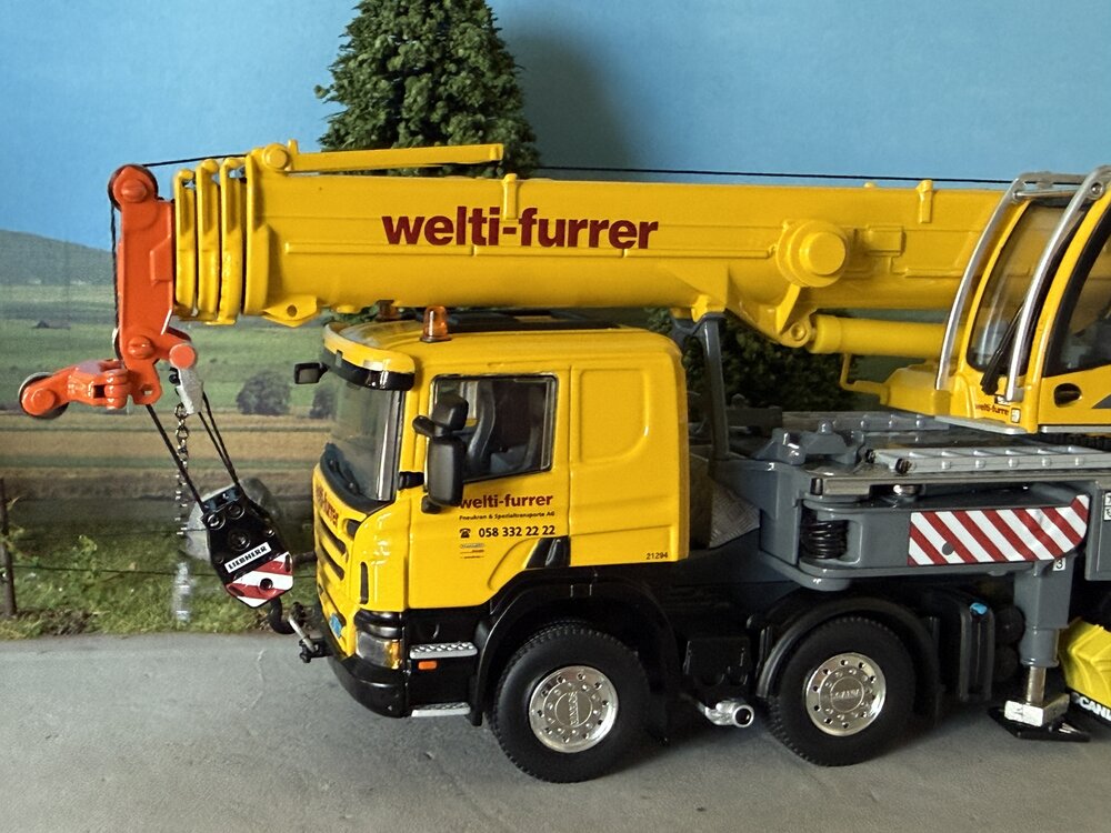 WSI WSI EXCLUSIEF Scania P420 Low 8x4 Liebherr LTF 1060-4.1 WELTI FURRER