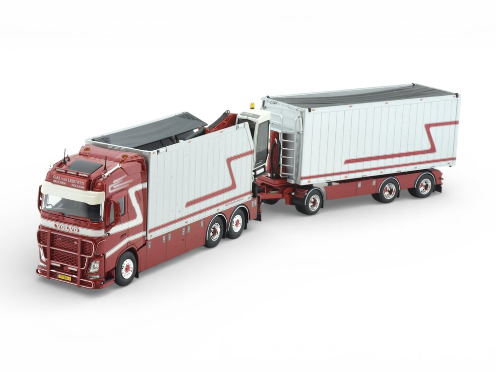 Tekno Tekno Volvo FH04 Globetrotter rigid truck with trailer + zamac opentop containers G & J VAN LEEUWEN