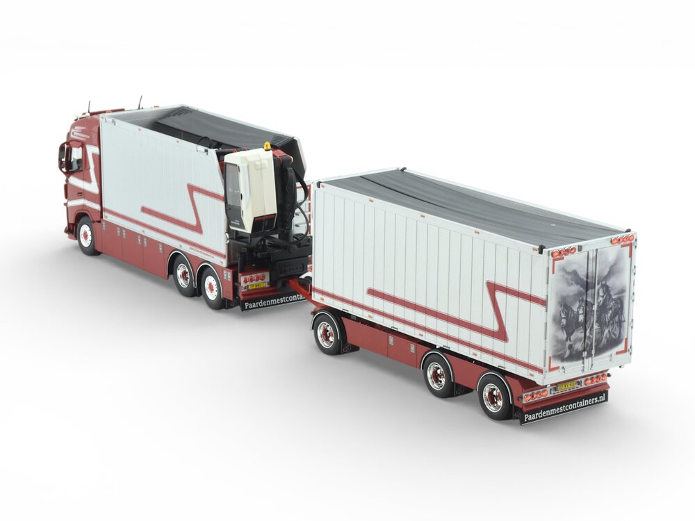 Tekno Tekno Volvo FH04 Globetrotter rigid truck with trailer + zamac opentop containers G & J VAN LEEUWEN