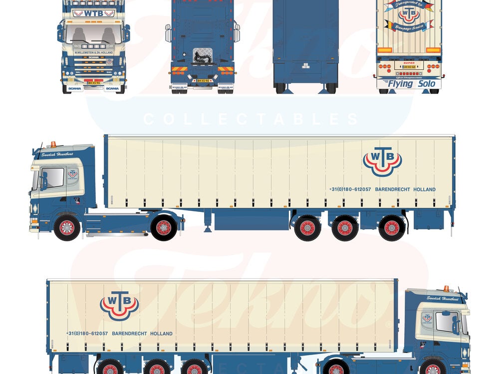 Tekno Tekno Scania 144L 530 4x2 with 3-axle curtainside trailer WTB