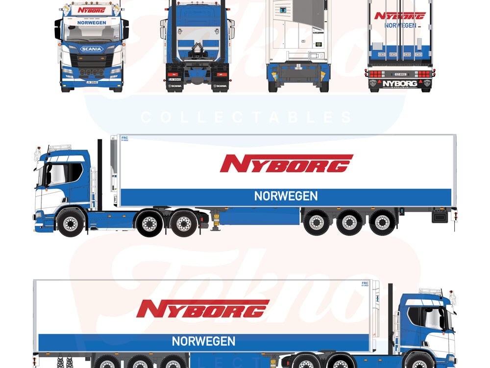 Tekno Tekno Scania NGR Normal met 3-assige oplegger NYBORG