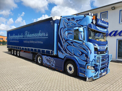 WSI WSI Scania NGS met 3-as schuifzeilen oplegger SCHUMACHER