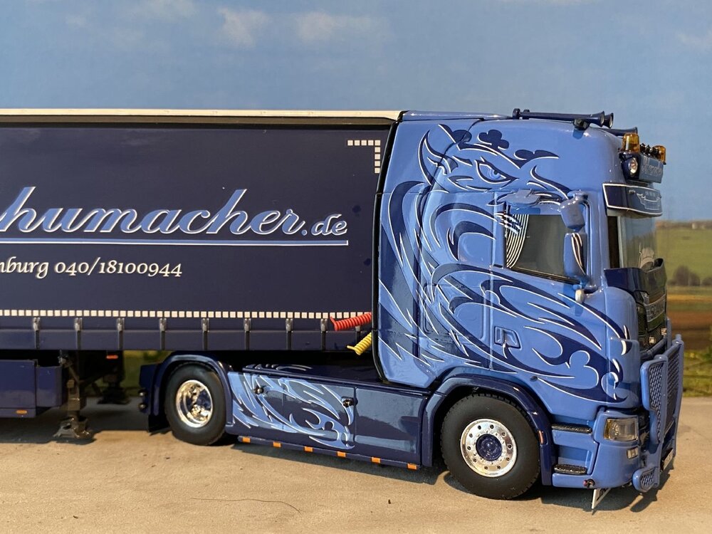 WSI WSI Scania NGS met 3-as schuifzeilen oplegger SCHUMACHER