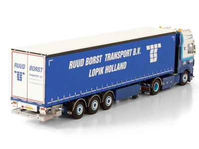 WSI WSI  DAF XF Super Space Cab 4x2 met 3-as schuifzeilen oplegger RUUD BORST