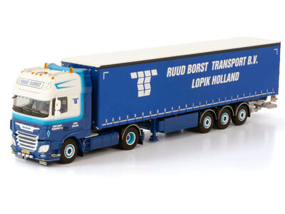WSI WSI  DAF XF Super Space Cab 4x2 met 3-as schuifzeilen oplegger RUUD BORST