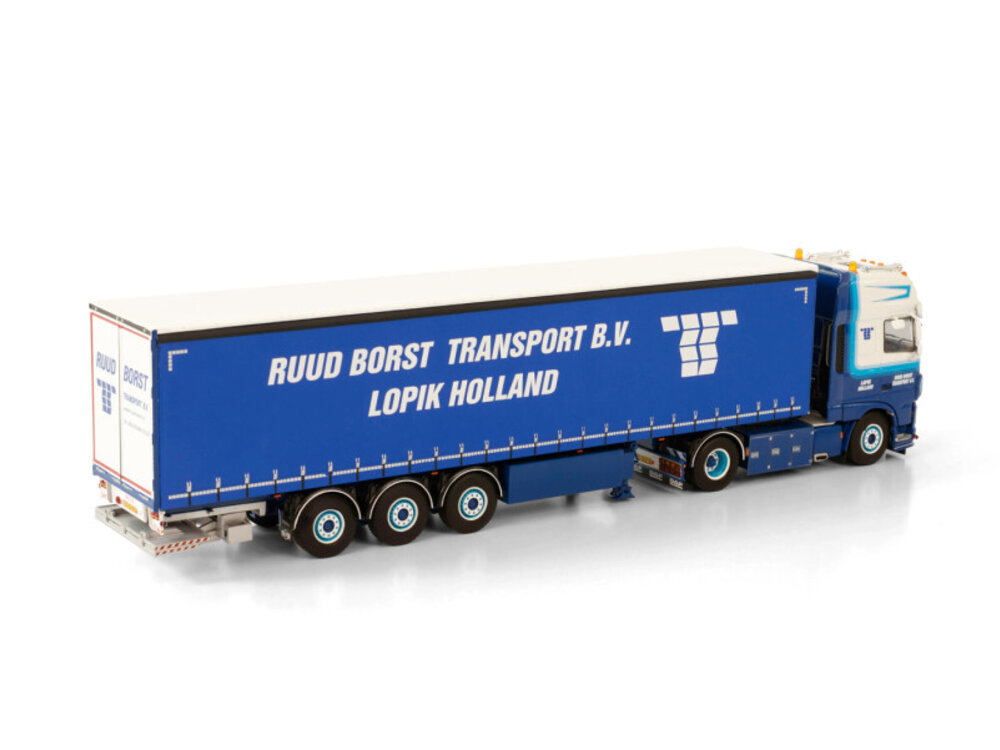 WSI WSI  DAF XF Super Space Cab 4x2 met 3-as schuifzeilen oplegger RUUD BORST
