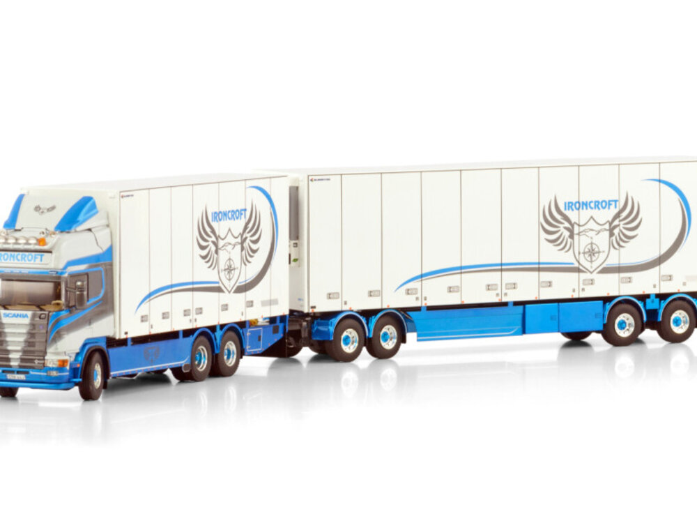 WSI WSI Scania 4-serie Topline 6x2 rigid box truck with 4-axle drawbar trailer IRONCROFT