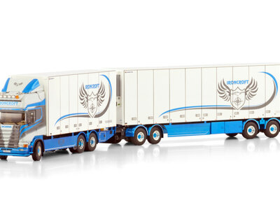WSI WSI Scania 4-serie Topline 6x2 rigid box truck with 4-axle drawbar trailer IRONCROFT