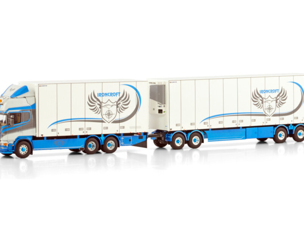 WSI WSI Scania 4-serie Topline 6x2 rigid box truck with 4-axle drawbar trailer IRONCROFT