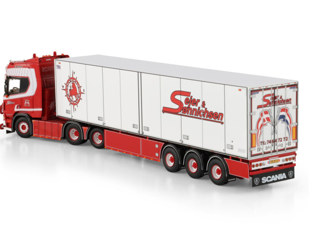 WSI WSI Scania R Highline 6x2 with 3-axle reefer trailer SEJER & SONNICHSEN