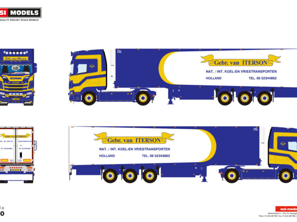 WSI WSI Scania S Highline with 3-axle reefer trailer GEBR. VAN ITERSON