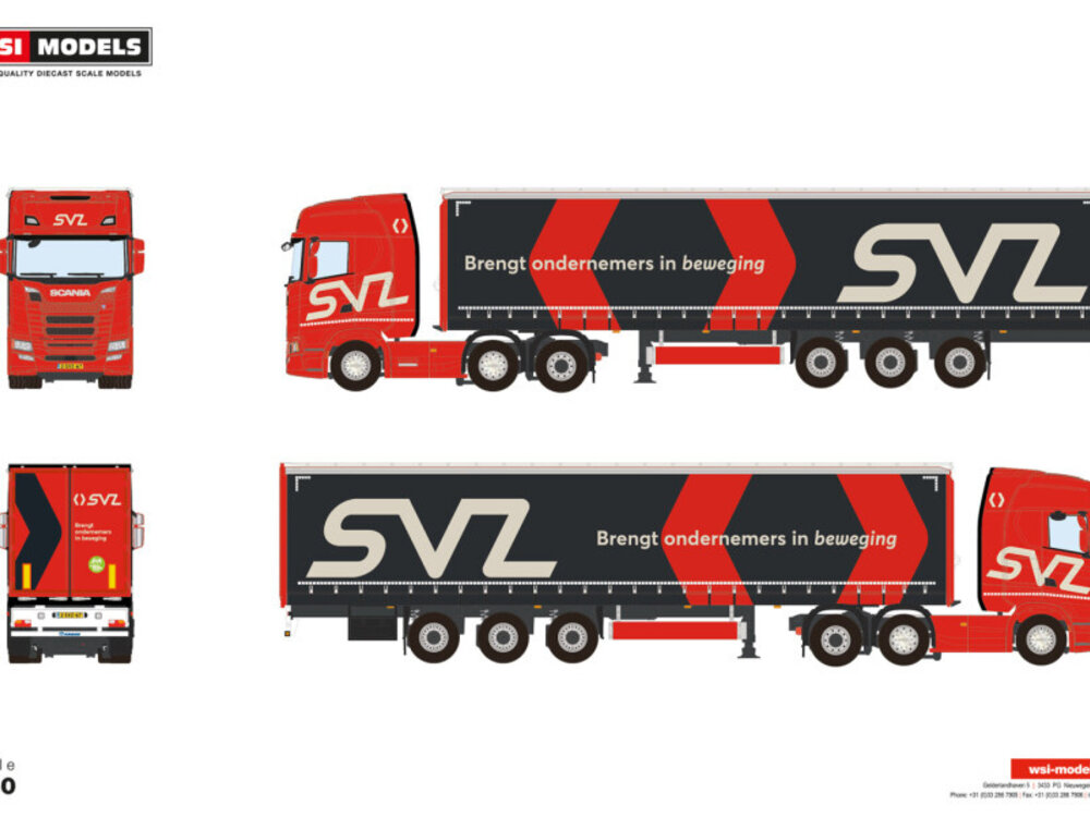 WSI WSI Scania S Highline 6x2 with 3-axle curtainside trailer SVZ