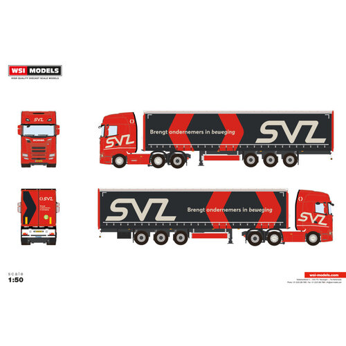 WSI WSI Scania S Highline 6x2 met 3-as schuifzeilen oplegger SVZ