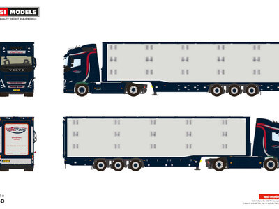 WSI WSI Volvo FH5 Globetrotter 4x2 met 3-assige veeoplegger VLASTRANS