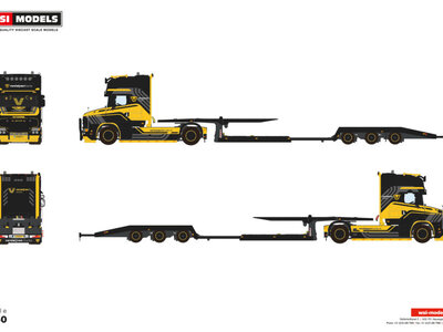 WSI WSI Scania T5 Torpedo Topline 4x2 with 3-axle Truck transporter VERSTEIJNEN TRUCKS