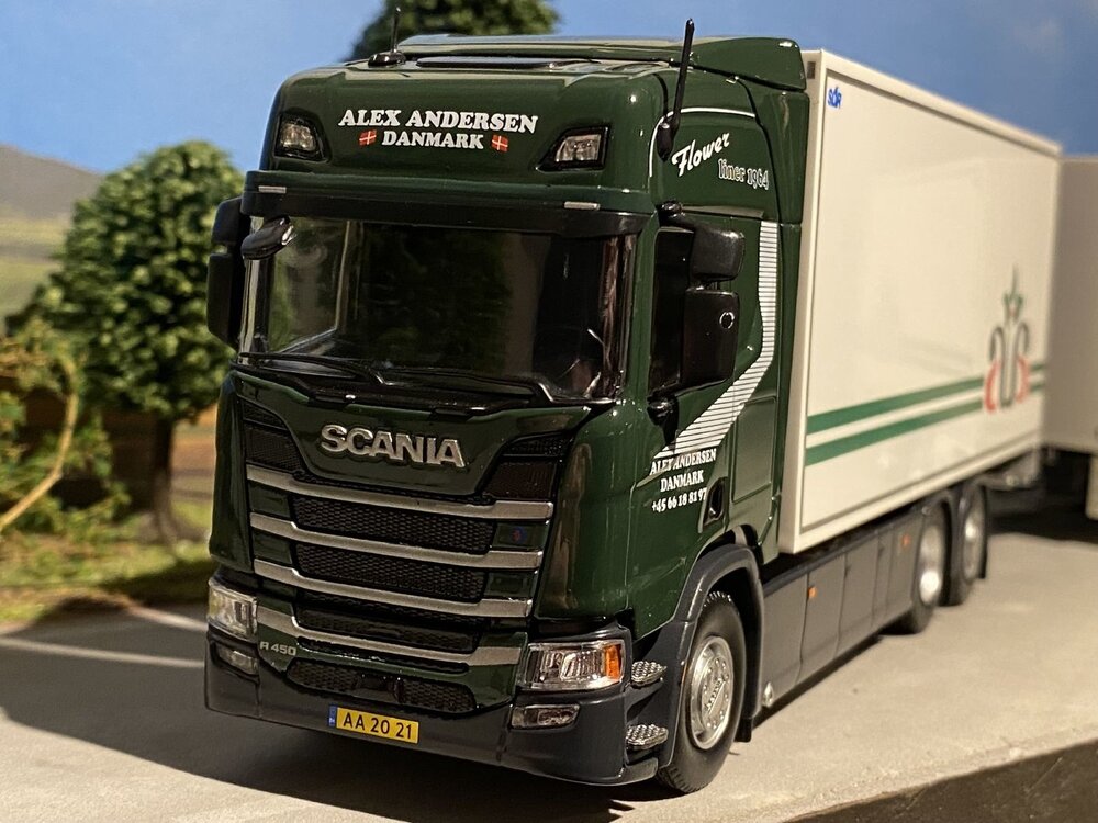Tekno Tekno Scania Next Gen R-serie Highline motorwagen met 2-assige wipkar ALEX ANDERSEN