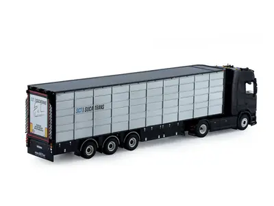 Tekno Tekno Scania S met 3-assige resin vlakke veeoplegger SUCATRANS