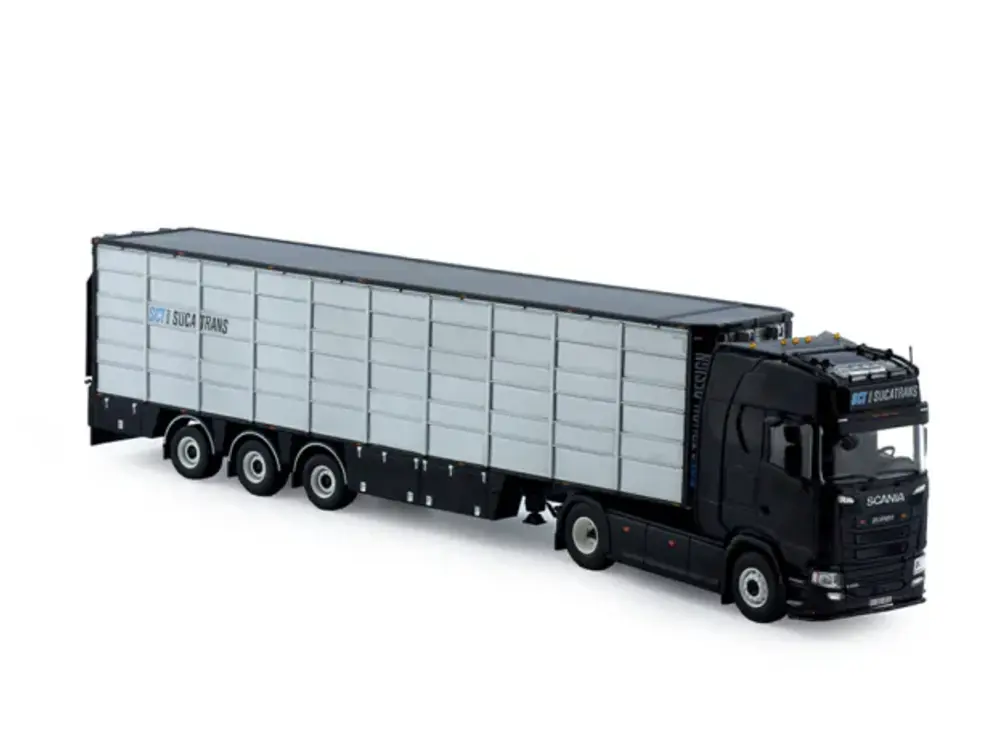 Tekno Tekno Scania S with 3-axle resin flat livestock trailer SUCATRANS