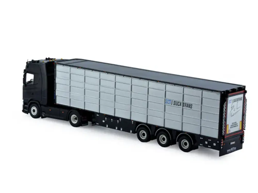 Tekno Tekno Scania S with 3-axle resin flat livestock trailer SUCATRANS