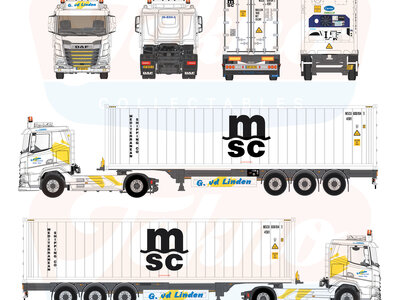 Tekno Tekno DAF XF SL 4x2 tractor with 3-axle containerchassis G. V.D. LINDEN TRANSPORT