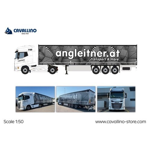 Cavallino Cavallino DAF XG+ 4x2 met 3-as schuifzeilen oplegger ANGLEITNER