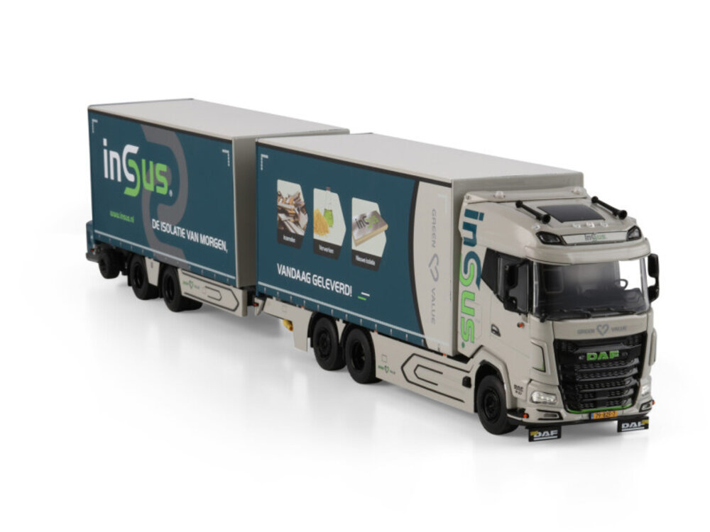 WSI WSI DAF XG motorwagen 6x2 met 2-assige schuifzeilen trailer + 2-axle mounted forklift INSUS B.V.