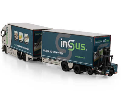 WSI WSI DAF XG motorwagen 6x2 met 2-assige schuifzeilen trailer + 2-axle mounted forklift INSUS B.V.