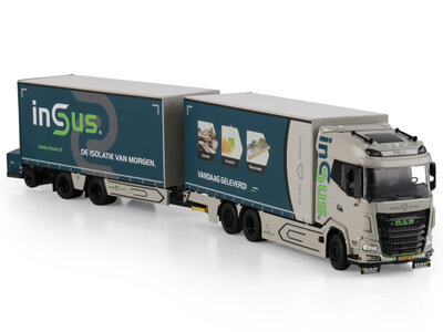 WSI WSI DAF XG motorwagen 6x2 met 2-assige schuifzeilen trailer + 2-axle mounted forklift INSUS B.V.