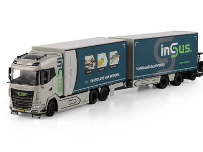 WSI WSI DAF XG motorwagen 6x2 met 2-assige schuifzeilen trailer + 2-axle mounted forklift INSUS B.V.