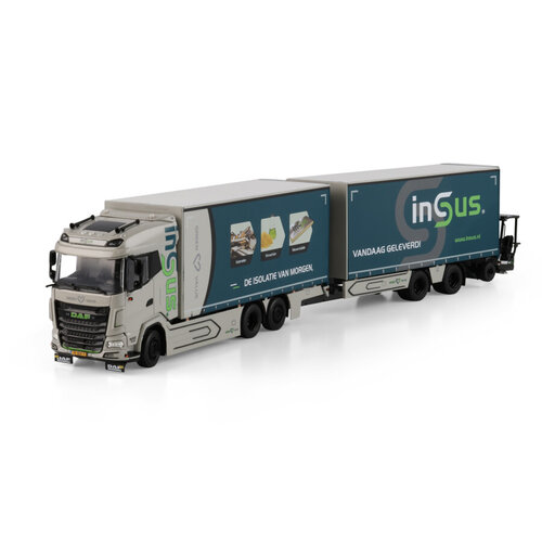 WSI WSI DAF XG motorwagen 6x2 met 2-assige schuifzeilen trailer + 2-axle mounted forklift INSUS B.V.
