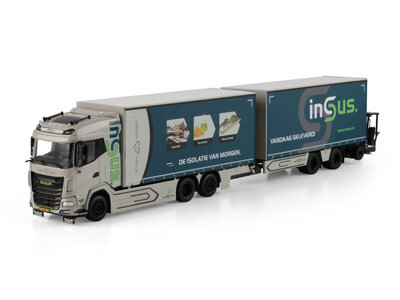 WSI WSI DAF XG motorwagen 6x2 met 2-assige schuifzeilen trailer + 2-axle mounted forklift INSUS B.V.